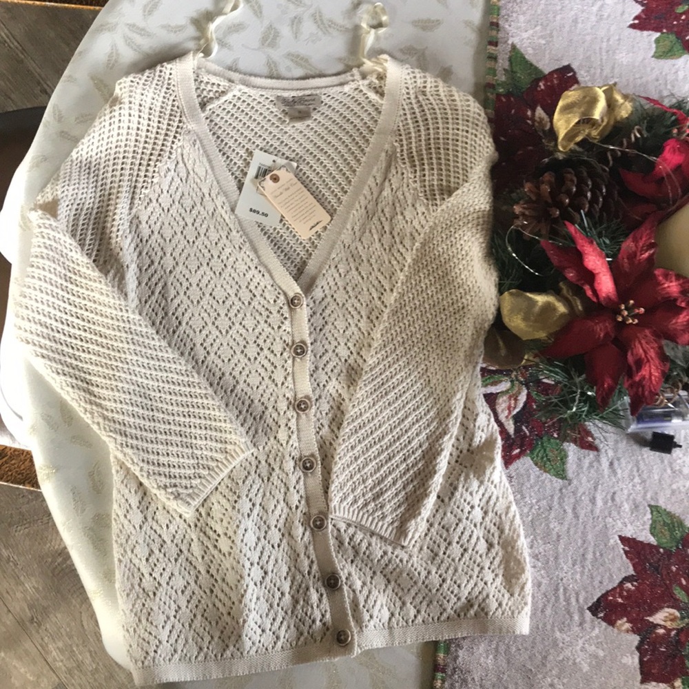 Lucky Brand cotton crochet sweater-S